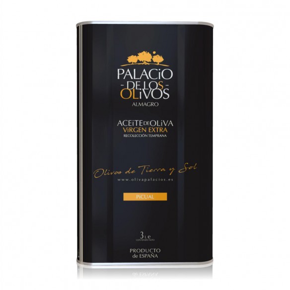 Aceite de Oliva Palacio de Los Olivos - Picual Lata de 3 Litros - Aceite de oliva virgen extra - Palacio de los Olivos