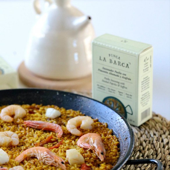 Finca la Barca - paella kit (seasoning, rice and olive oil) & traditional paella pan - 370 gr - Spices - Finca la Barca