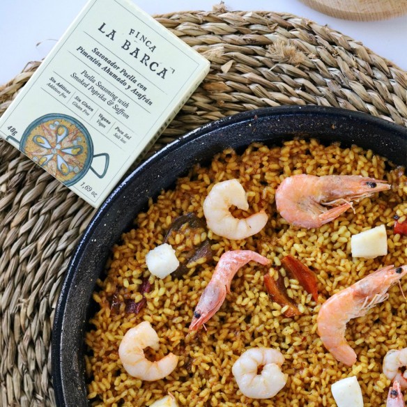 Finca la Barca - paella kit (seasoning, rice and olive oil) & traditional paella pan - 370 gr - Spices - Finca la Barca