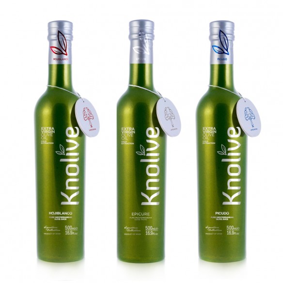 Olive Oil Knolive Set Epicure, Hojiblanca, Picudo 500 ml - Olive oil - Knolive