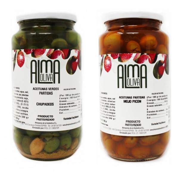 Almaoliva Olive Duo: Chupadedos & Mojo Picón – 2 x 950 g - Olives - Almazaras de la Subbetica