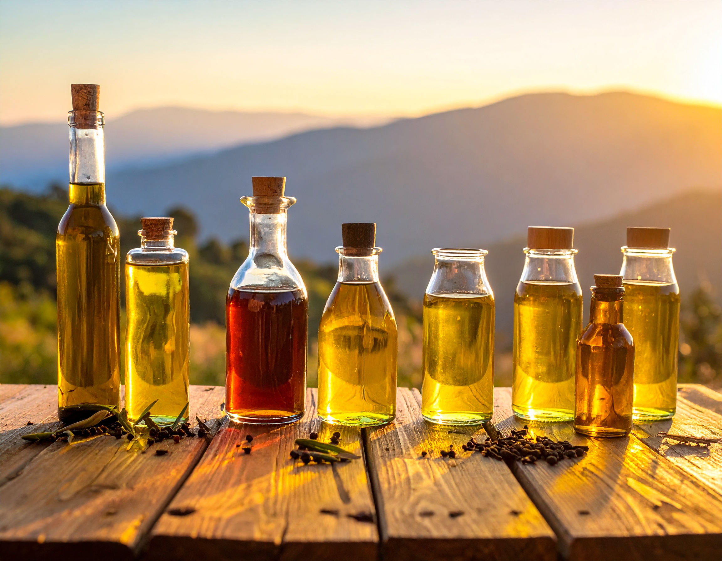 bottles containing olive oil